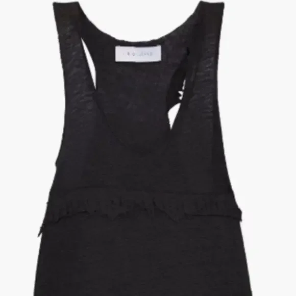 Iro Boham distressed slub linen jersey tank black L